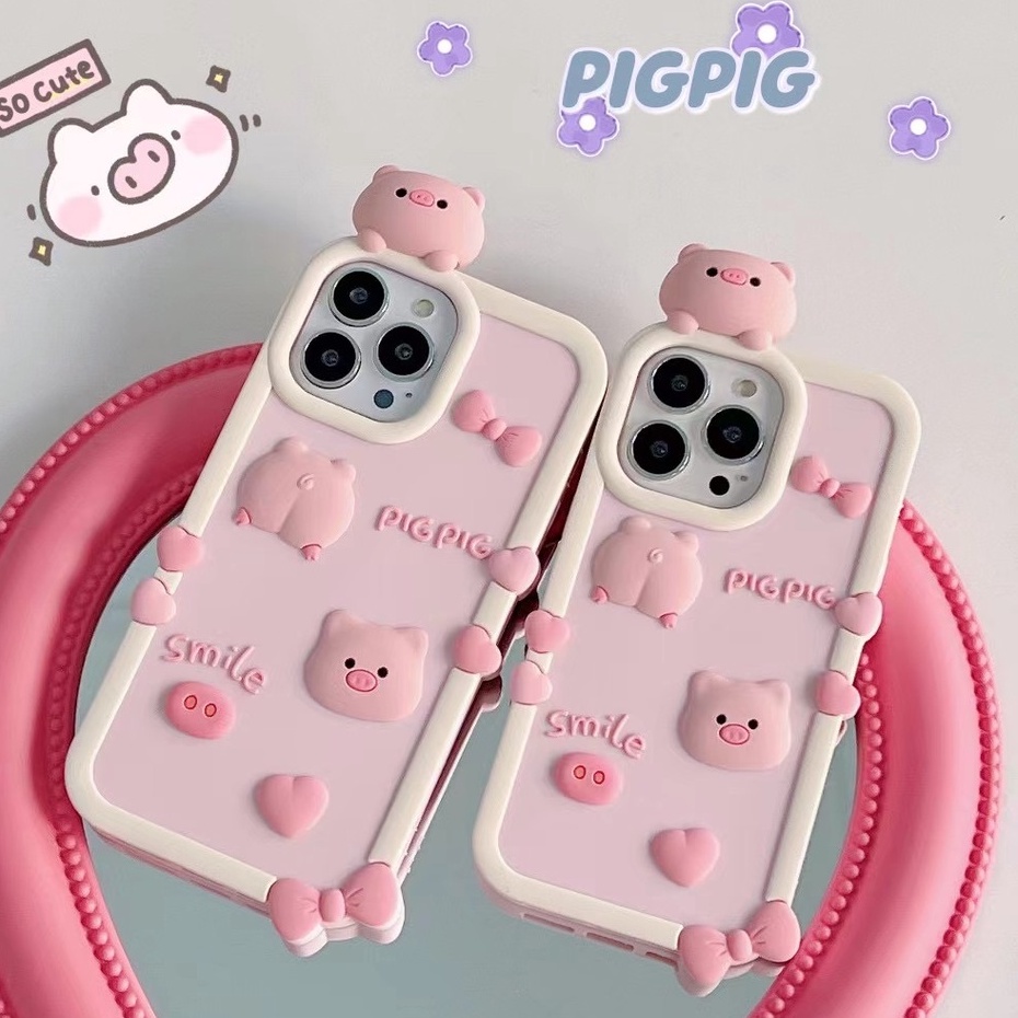 Ốp Điện Thoại Silicon Mềm Hình Heo 3d Cho iphone 15 15pro 15promax 14promax 13 pro max 12 pro max 11 pro max xs max xr x xs 7 8 + plus