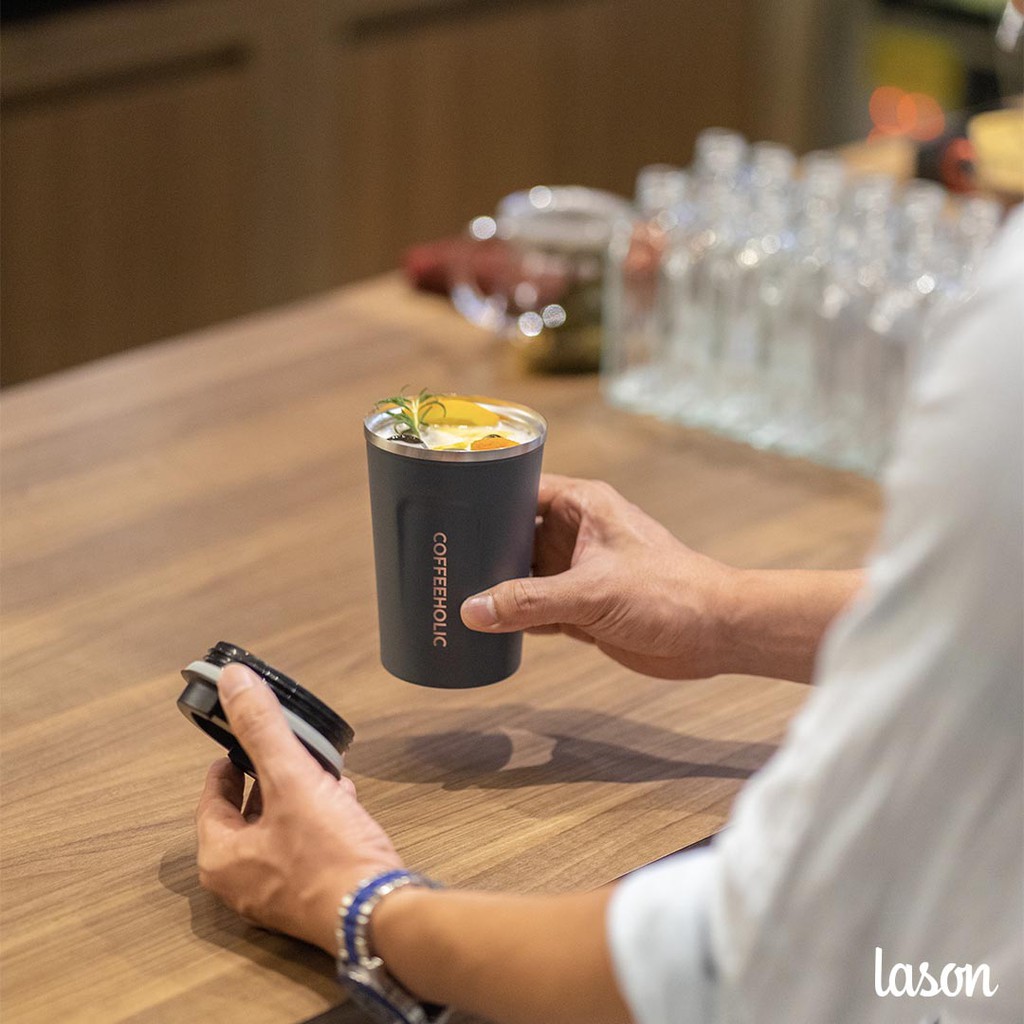 Cốc giữ nhiệt Coffeeholic 01 Lason, inox 304, chống tràn, ly uống cafe, đựng nước, lạnh, nóng 6 - 8 tiếng COC00520