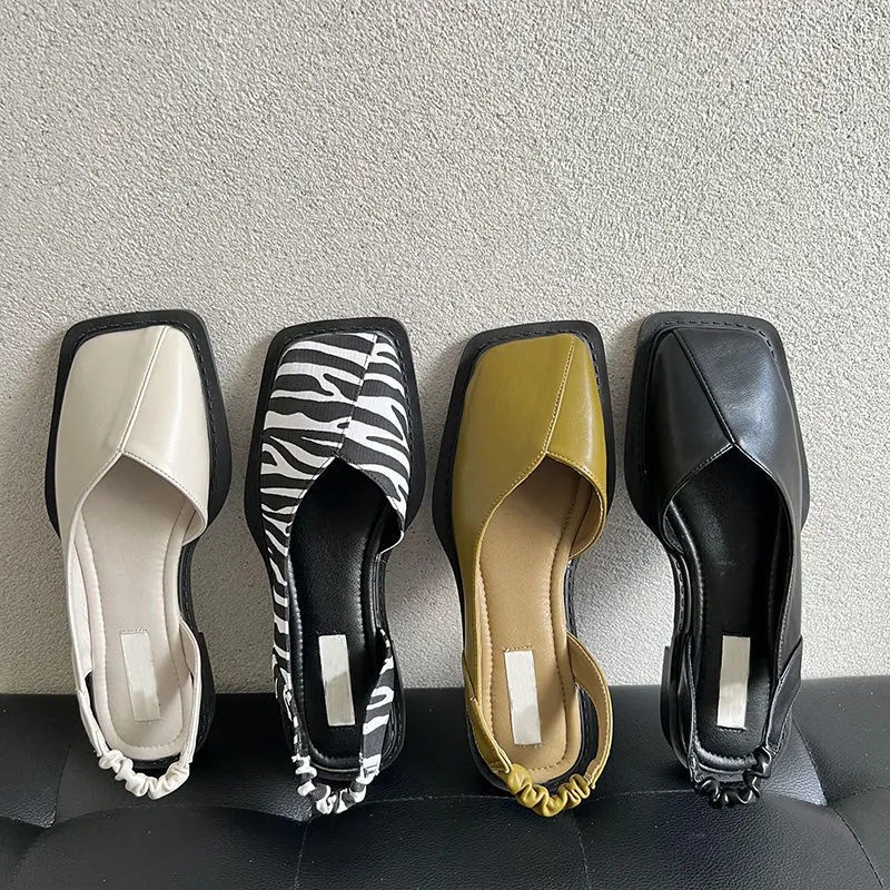 Giày Sandal Mũi Vuông Size Lớn 35-43 Thời Trang Mùa Hè Pháp Cho Nữ 41 # 42