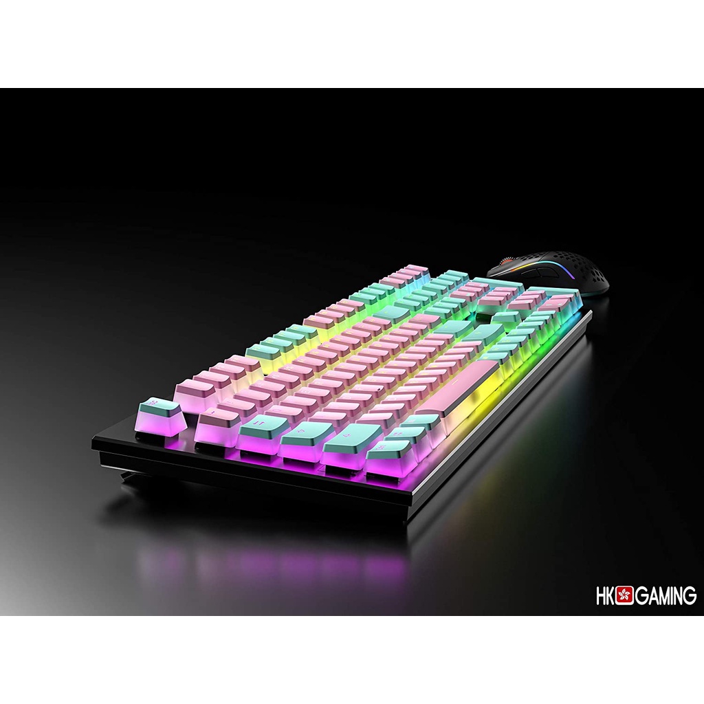 Bàn phím cơ pudding Cyan Pink 108 Double Shot PBT pudding keycap Cấu hình Ansi / ISO-Oem 60% / 87/104/108 bàn phím cơ có đèn nền chuyển đổi