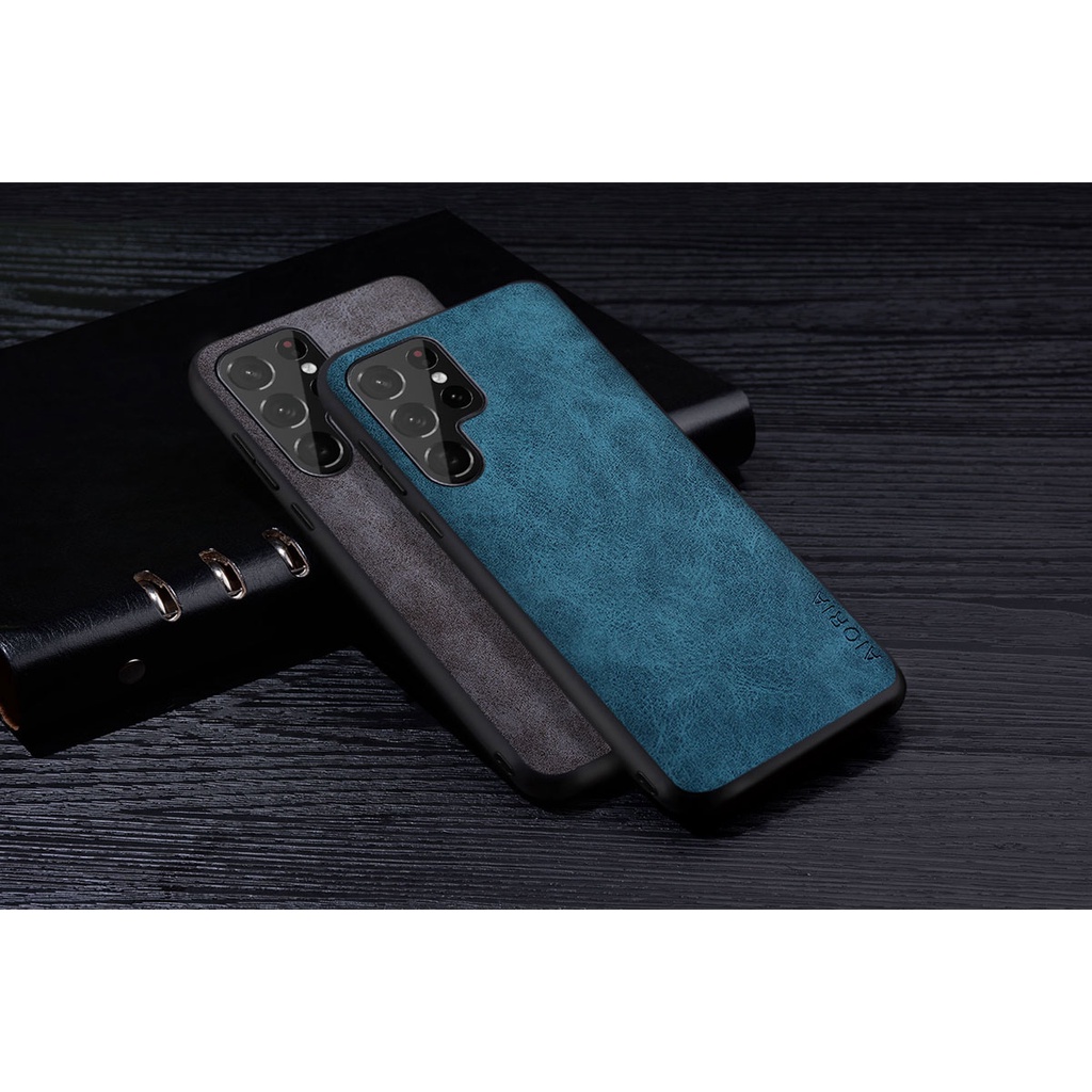 Ốp Điện Thoại Da PU Màu Trơn Chống Trầy Xước Cho Samsung Galaxy S22 S21 Ultra Plus Galaxy S22 Ultra
