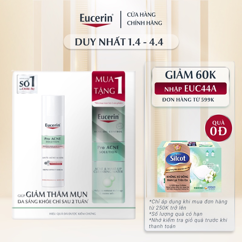 [TẶNG Nước Tẩy Trang ProACNE 200ml trị giá 349K]Tinh Chất Eucerin Acne-Oil Control Pro Acne Solution Anti-Acne Mark 40ml | WebRaoVat - webraovat.net.vn