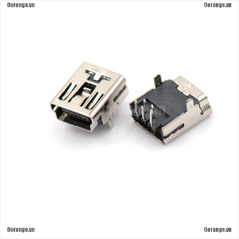 Set 10 Đầu Kết Nối Mini USB Female 5 Pin Type B Right Angle PCB 2 Chấu