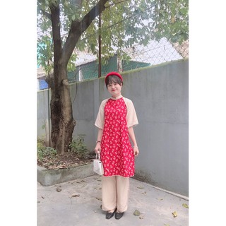 Áo dài cách tân hoa đỏ