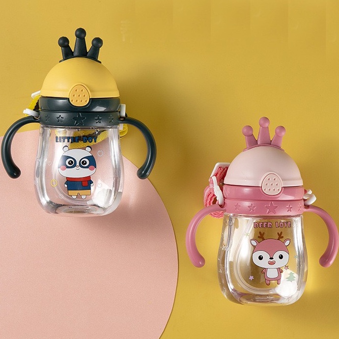 Bình tập uống nước chống sặc cho bé tập hút hình Pepa Pig siêu ngộ dung tích 280ml có chia vạch