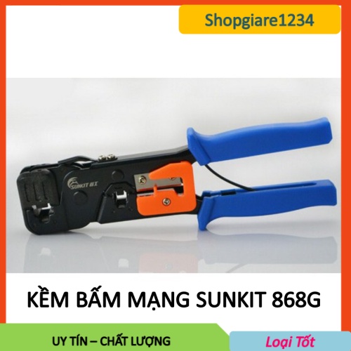 Kềm Bấm Mạng Sunkit SK 868G Cực Xịn Siêu Bền - Đầu RJ45 - Đầu RJ12 - Đầu RJ11 - Cắt Cable Mạng - Bảo Hành 6 Tháng.