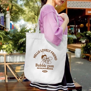 Túi Tote Canvas In Bubble Gum