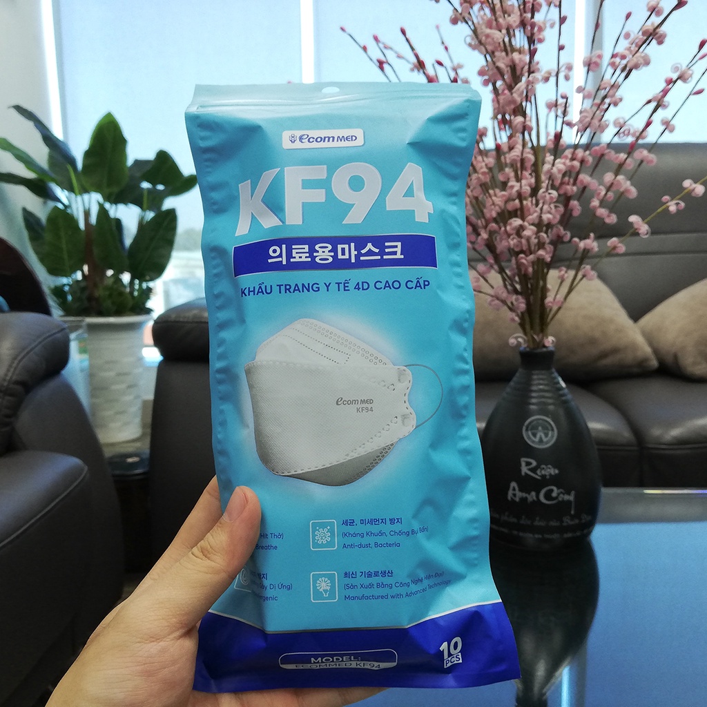 Thùng 100 Khẩu Trang KF94 EcomMed (10 Bịch) - Đạt Chuẩn FDA Hoa Kỳ