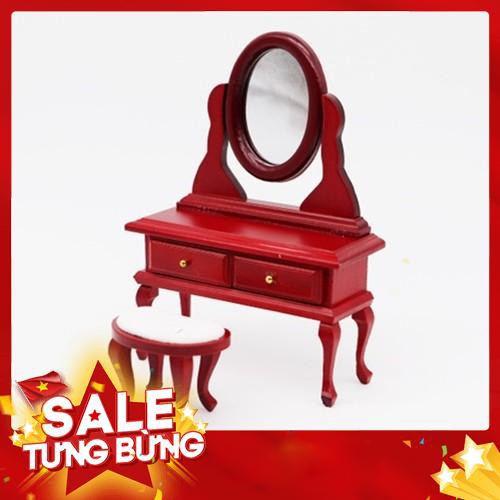Bộ bàn và ghế trang điểm trang trí nhà búp bê tỷ lệ 1:12 -Hàng nhập khẩu