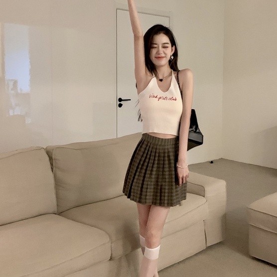 Áo dệt kim ZHELIHANGFEI sát nách hở eo quyến rũ phong cách thời trang cho nữ