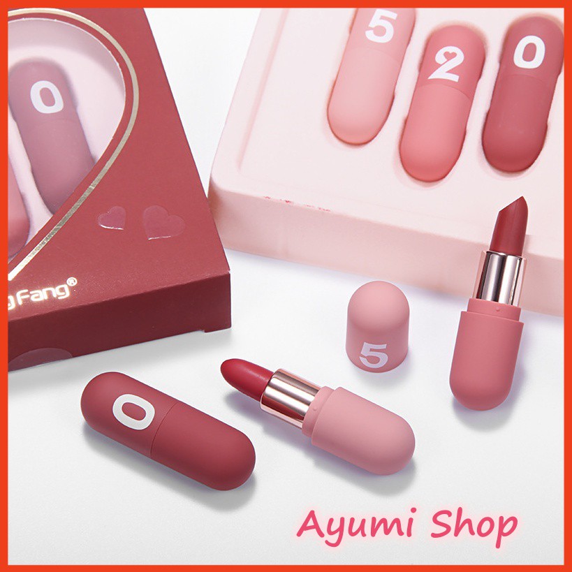 Bộ son thỏi học sinh Capsule 520 Velvet Mini 3 cây + Quà tặng Vòng tay phong thủy