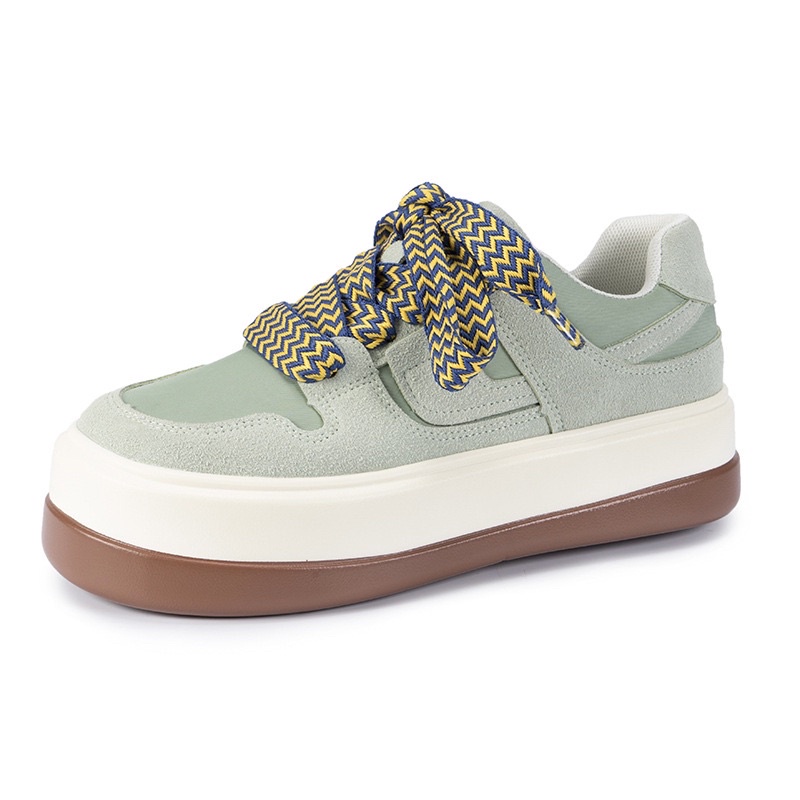 Giày thể thao sneaker nữ đế độn xanh lá mạ bigsize phong cách Hàn Quốc BRATINA G015