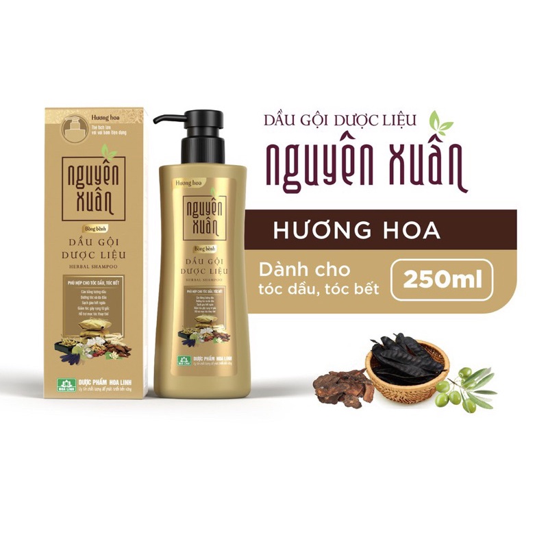 Dầu gội dược liệu Nguyên Xuân dạng vòi 250ml xanh-vàng