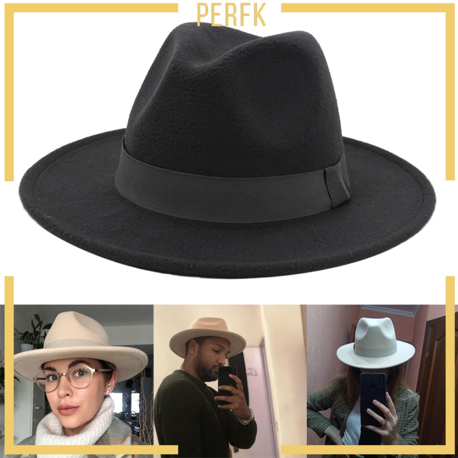[Perfk] Mũ Fedora Có Dây Ruy Băng Thắt Lưng Thanh Lịch Cho Nhà Thờ Mùa Đông Ngoài