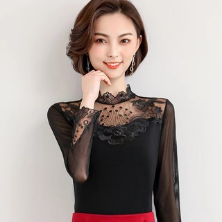 Áo thun dài tay phối ren