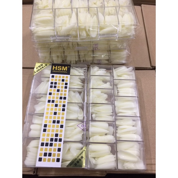Móng úp nhám tay chân HSM- Hàng Chính Hãng Chuẩn Loại 1, Hộp 500 móng nhám sẵn chuẩn fom bền dẻo