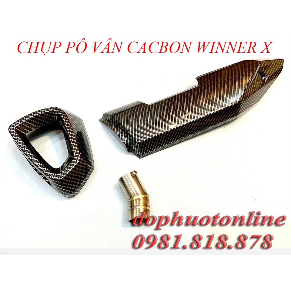 Ốp pô cacbon + Chụp ống pô - cho Winner X
