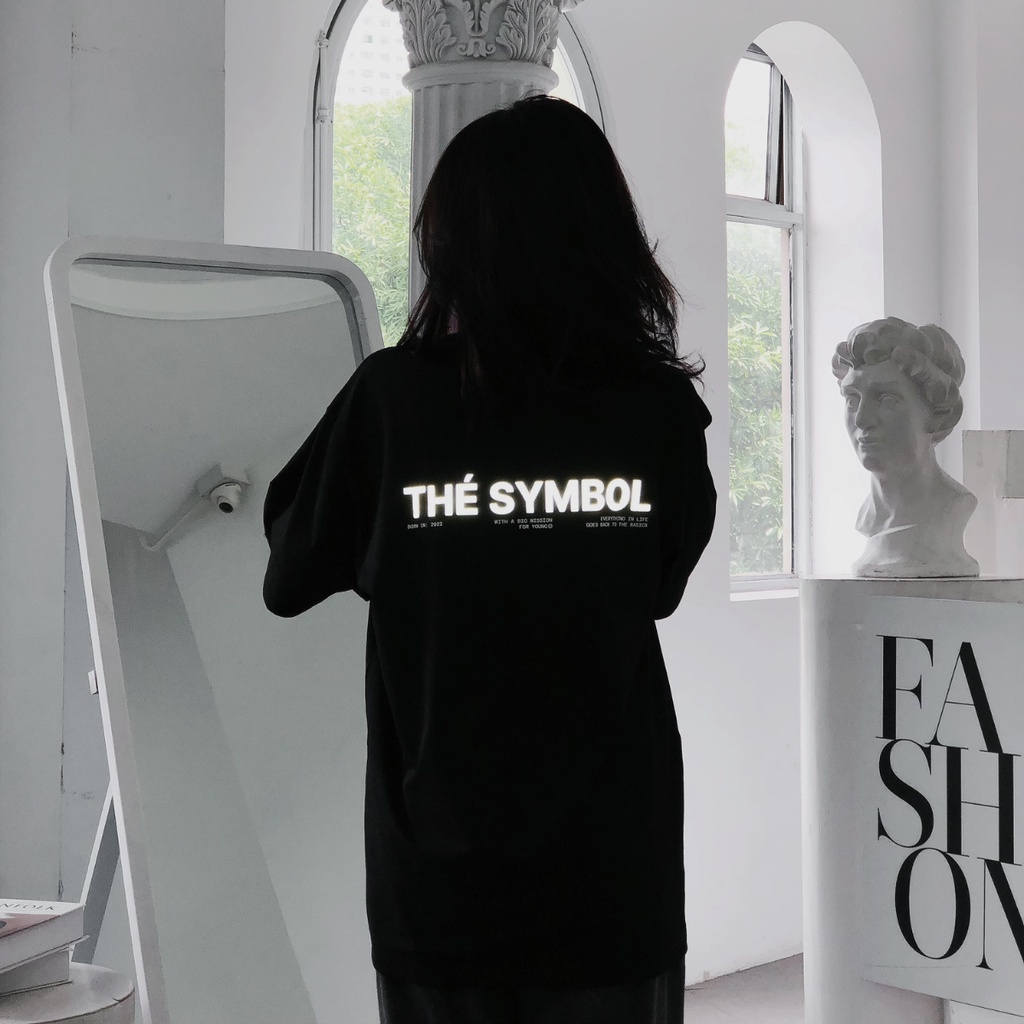 Áo thun local brand THE SYMBOL in Phản quang/ Đen form rộng unisex, Áo phông tay lỡ nam nữ