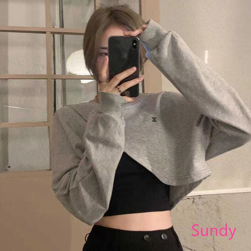 Set Áo Tay Dài Phối Dây Chéo Thời Trang Mùa Hè Cá Tính Cho Nữ