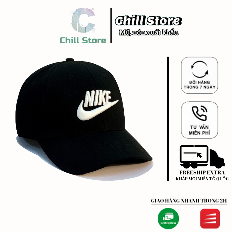 Nón đen mũ lưỡi trai Nai đen logo chữ trắng thêu tinh tế Free Size Full hộp