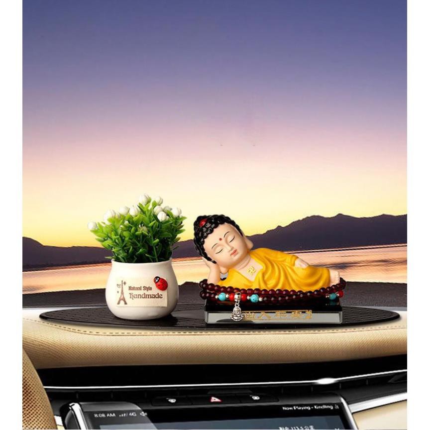 Tượng phật nằm trang trí xe ôtô, xe hơi đẹp (tặng kèm tràng vòng và đế )