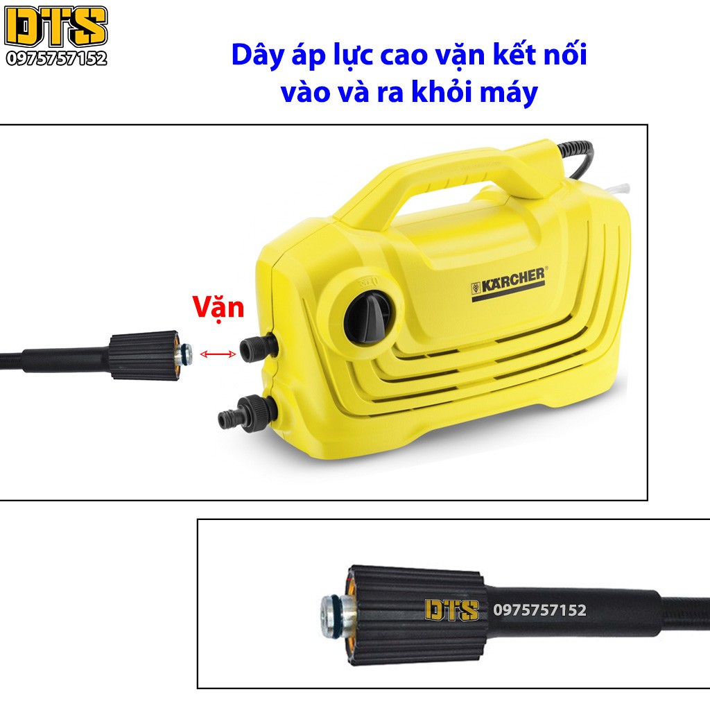 Bộ dây phun áp lực và súng xịt rửa ngắn cho máy phun xịt rửa Karcher K1, K2 - K7 (Đầu dây vặn vào máy TYPE B)