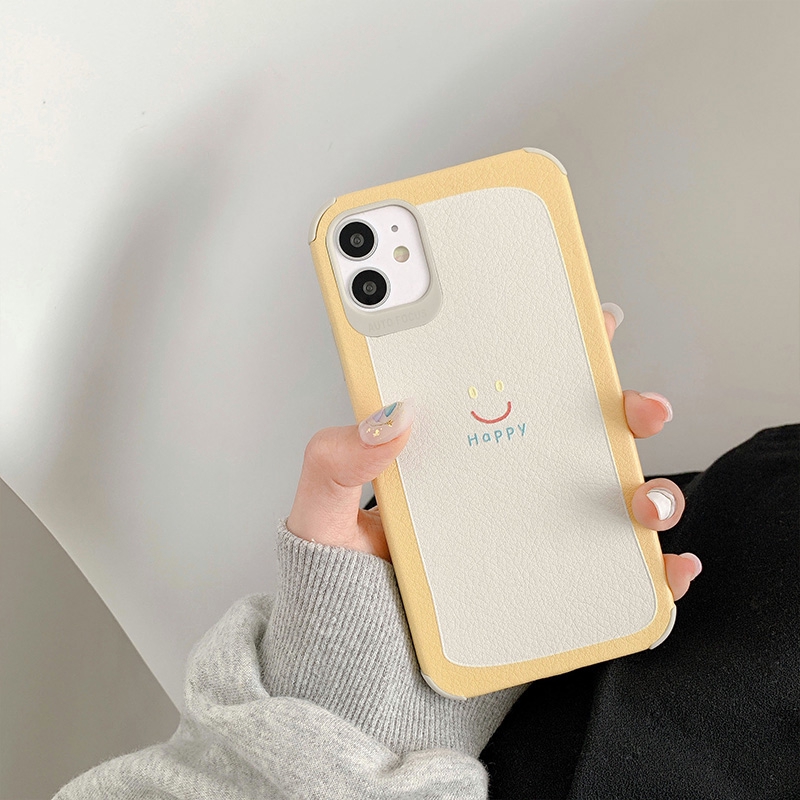 Ốp lưng iphone da Auto Focus 4 góc Mặt cười happy 6splus/7/7plus/8/8plus/x/xr/xs/11/12/pro/max/plus/promax - Awifi U1-6 | BigBuy360 - bigbuy360.vn