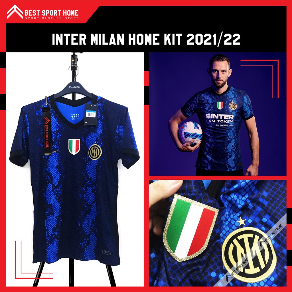 Quần Áo Bóng Đá Inter Milan Sân Nhà - Homekit 21/22 Màu Xanh Đen Vải Dệt Kín Mềm Size Âu - In Ấn Theo Yêu Cầu