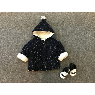 Áo khoác chấm bi navy -mũ gắn sao