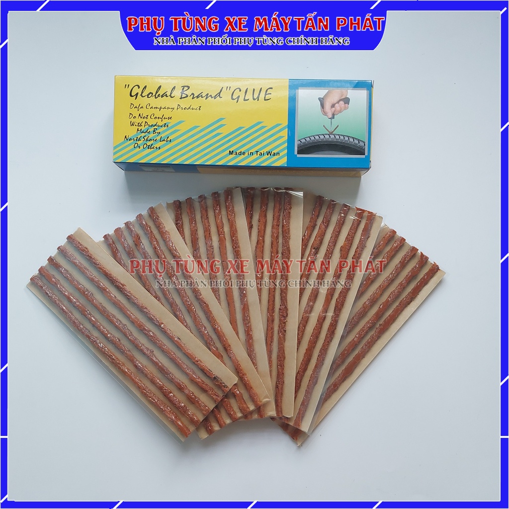 1 Hộp 6 Miếng Keo 20cm Hãng Tawan Đài Loan Vá Dùi Vá Lụi Vá Rút Lốp Không Săm (Combo N