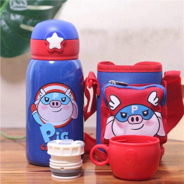 Bình giữ nhiệt cao cấp cho bé dung tích 500-600ml có kèm túi xách và quai đeo giữ bình