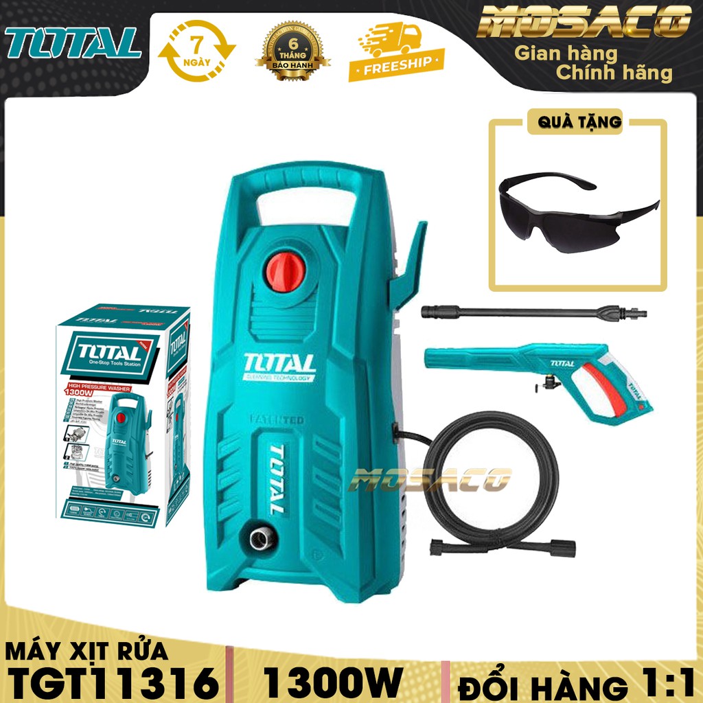 Máy xịt rửa TOTAL TGT11316 công suất 1300W áp lực tối đa 120Bar lượng nước làm việc 5.5L/min-MOSACO