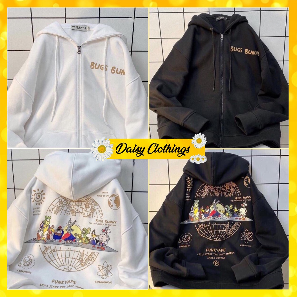 [Có Video Thật + Ảnh Thật] Áo Khoác Nỉ Dày Dặn 2 Màu In Hình Thỏ Bunny Bug Mã 577 - Daisy Clothings