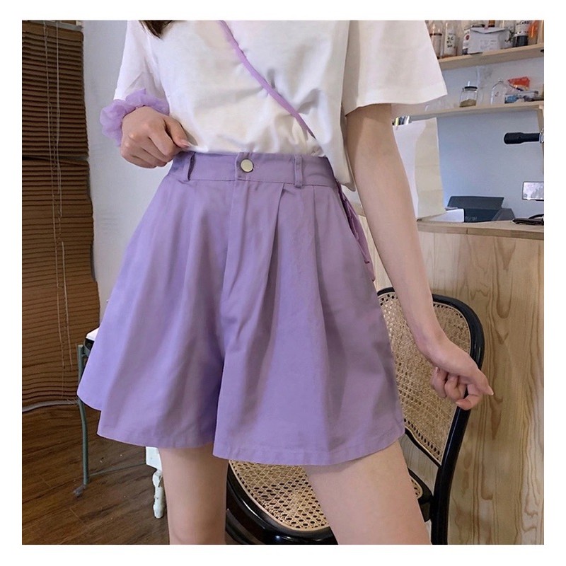 Quần Short Đùi KaKi NASU Unisex [FREESHIP] 🌸 Shorts ống rộng cạp chun trơn màu ĐEN | BE | TÍM Ulzzang 🌸 | BigBuy360 - bigbuy360.vn