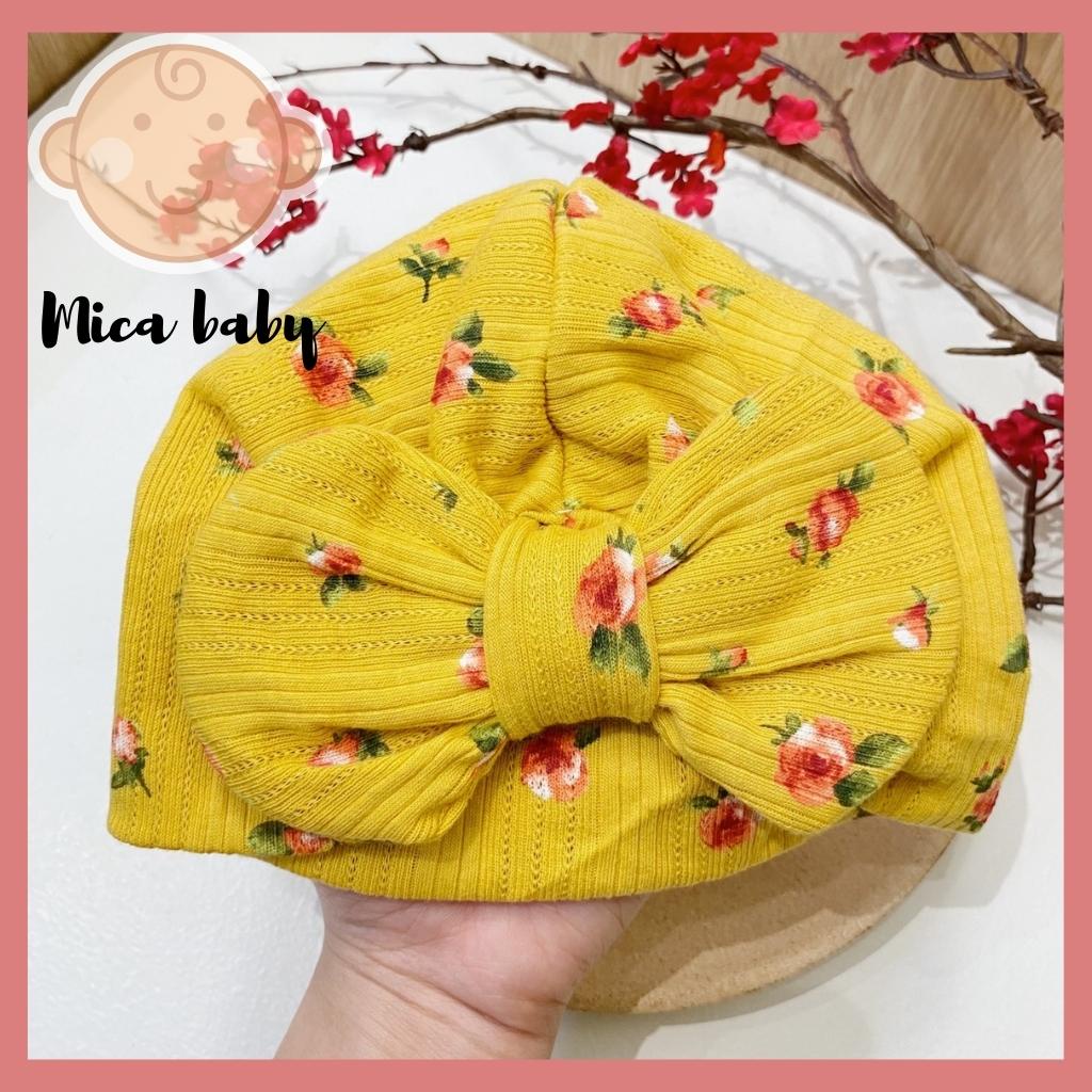 Mũ nón turban thắt nơ vàng hoa sao đỏ dễ thương cho bé Mica baby MTB81