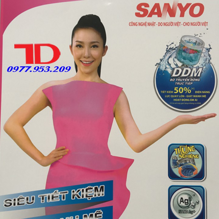 Tem dán máy giặt SANYO - tặng kèm băng keo 2 mặt