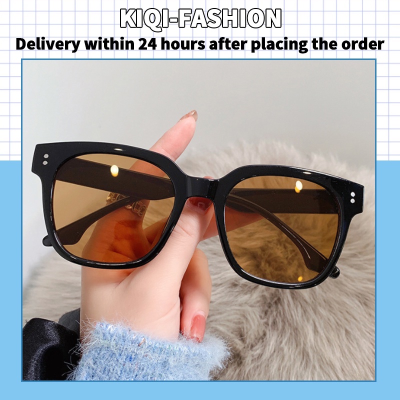 (KIQI-FASHION) COD Kính Mát Gọng Đen Đơn Giản Chống Tia UV Phong Cách Hàn Quốc Thời Trang