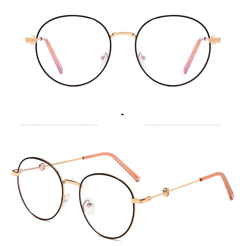 Kính bảo vệ bức xạ của phụ nữ hàn quốc Kính cận thị hình mặt trăng chất liệu kim loại trừ kính 0 ° đến -600 °
