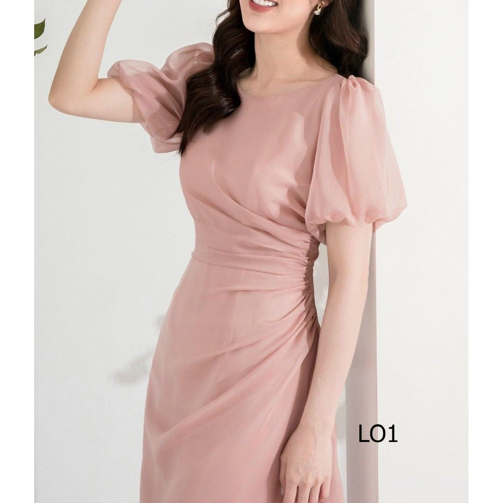 Đầm voan hồng, đầm dạo phố thanh lịch NEVI T137 | BigBuy360 - bigbuy360.vn