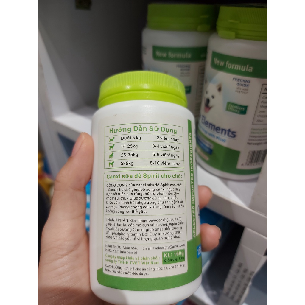 Viên nhai bổ sung vitamin, canxi,dưỡng lông cho chó mèo vị sữa dê - SPIRIT hũ 160g
