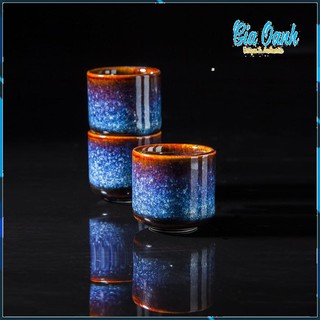 Cốc Rượu Sake Men Xanh Hoả Biến - Cốc Uống Rươu Gốm Sứ 4x7cm - Gốm Sứ Cao Cấp Bát Tràng