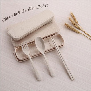 Combo 50 set thìa, dĩa, đũa 3 chi tiết bằng lúa mạch