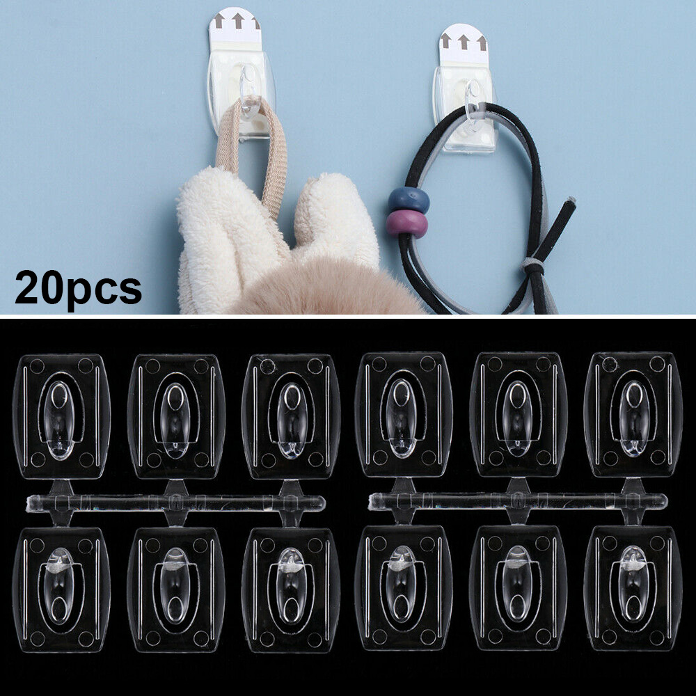 Set 20 Móc Treo Đồ Dán Tường Trong Suốt Chống Thấm Nước