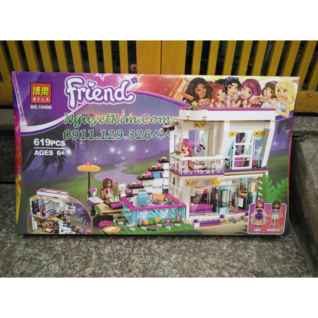 Lego Friends Lắp Ráp Xếp Hình Mô Hình Biệt Thự Của Ngôi Sao Nhạc Pop Livi 619 Khối BELA10498