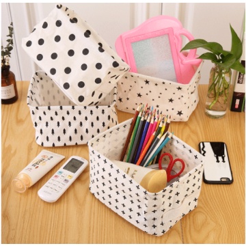 Giỏ vải đựng đồ mini GIN6 túi vải để bàn gấp gọn hoa văn xinh xắn tiện ích