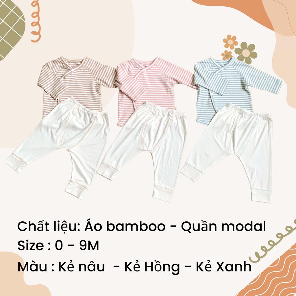 Bộ Sơ Sinh Dài Tay Cài Lệch Unbee Chất Liệu Bambo Mềm Mát Kháng Khuẩn Cho Bé Từ 3-11KG