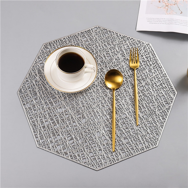 Octagonal Hollow PVC Table Mats Insulation Pads  Non-slip Coffee Cup Mat