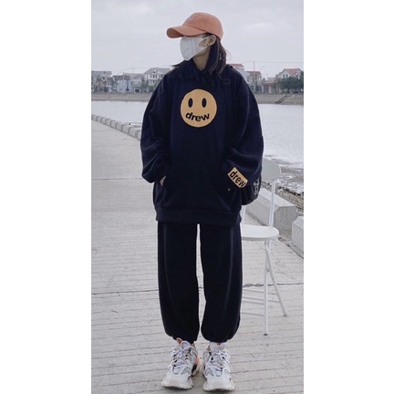 [Rẻ Vô Địch] ÁO Nỉ COTTON TAY BỒNG HOODIE DREW MẶT CƯỜI