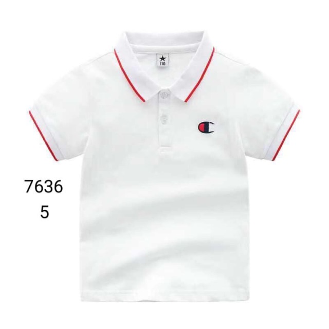 Áo phông polo, cổ tay kẻ cho bé trai
