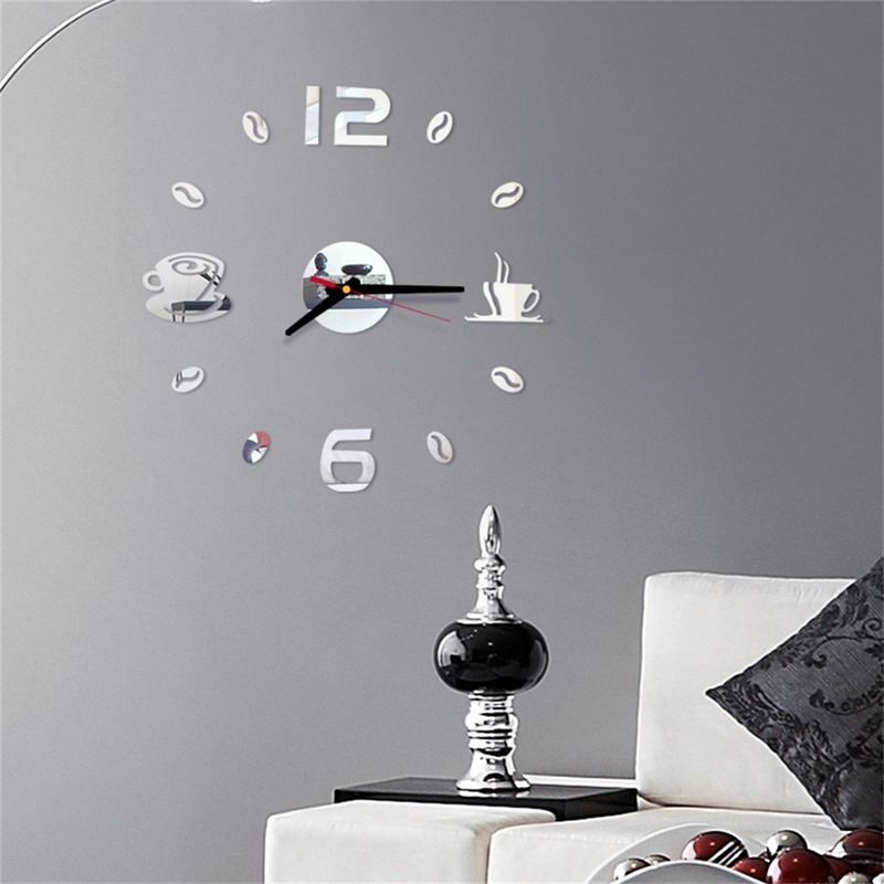 Wall Art 3d Tự làm Đồng hồ treo tường Gương Đồng hồ Thiết kế hiện đại DIY Sticker Trang trí